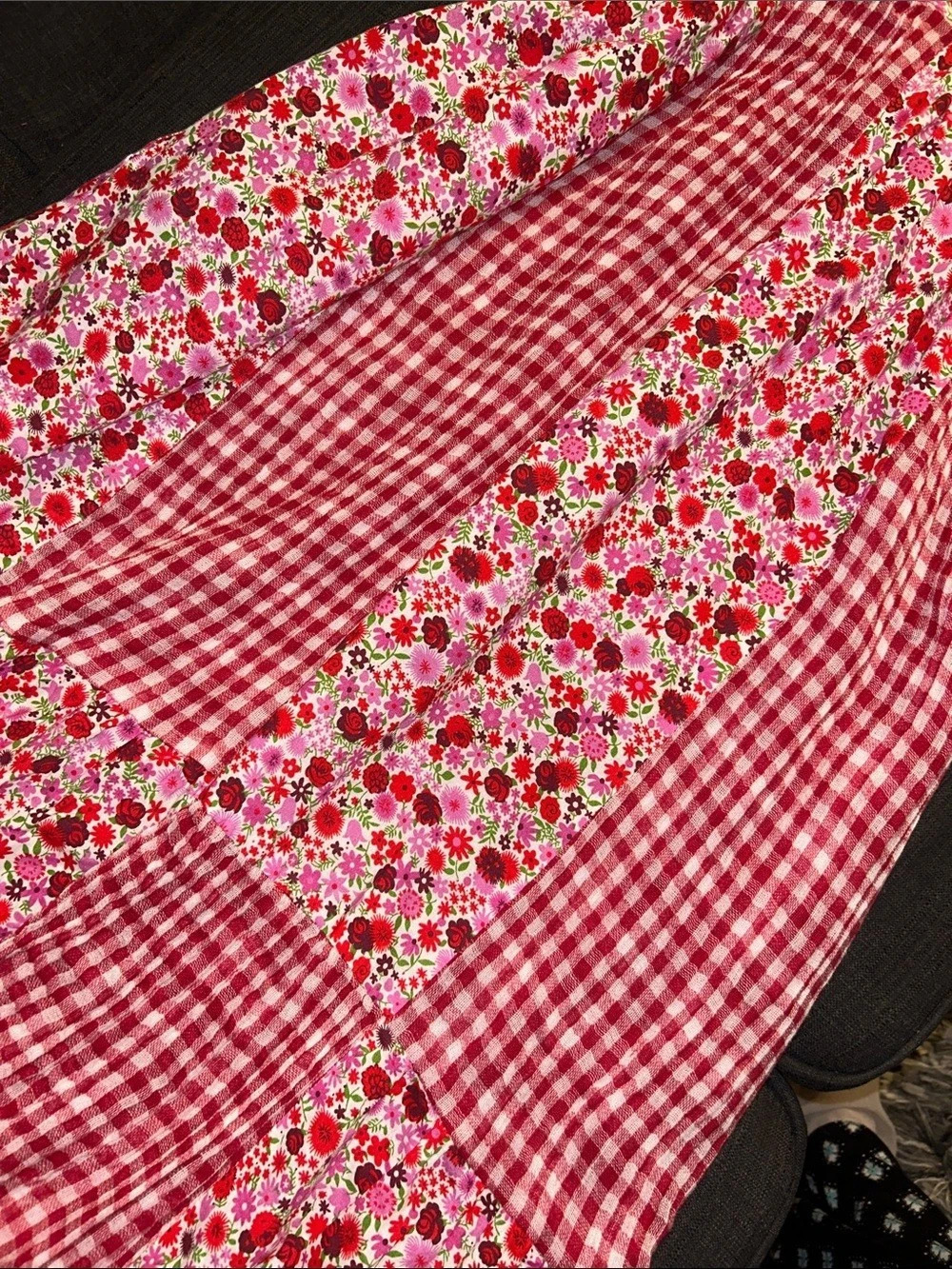 April Cornell Floral Gingham Maxi Dress in Red & Pink - Picture 3 of 6